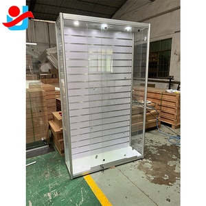 Free standing Aluminium Frame Slatwall back panel Display Cabinet for phone accessories