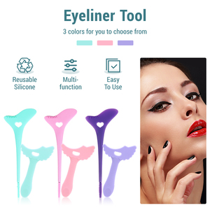 Outil de maquillage des yeux personnalisé, 2 pochoirs pour eye-liner, pointe ailée en silicone, bouclier de mascara multifonctionnel pour fard à paupières et cils - Product Image 2