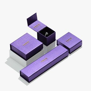 Шкатулка для ювелирных изделий из синей бумаги с бархатным кольцом - Product Image 1