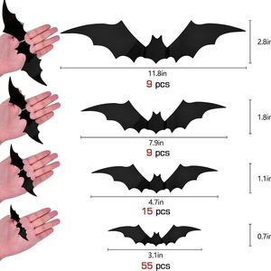 Autocollants de chauve-souris en plastique noir à effet 3D pour Halloween, 88 pièces par paquet, décorations de fête en provenance de Chine BF888 - Product Image 5