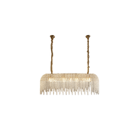 Lustre LED rectangulaire long en cristal K9 avec pampilles, suspension linéaire de luxe pour salle à manger et îlot de cuisine