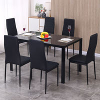 Meubles de maison Table en verre trempé ensemble de salle à manger 6 sièges Tables et chaises