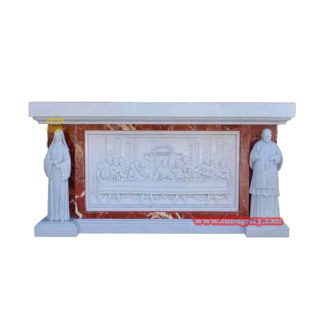 क्रिश्चियन कैथेड्रल स्टोन उत्पाद चर्च संगमरमर के अलर्टर्स टेबल आखिरी रात जेसस वर्जिन मैरी की प्रतिमा के साथ राहत