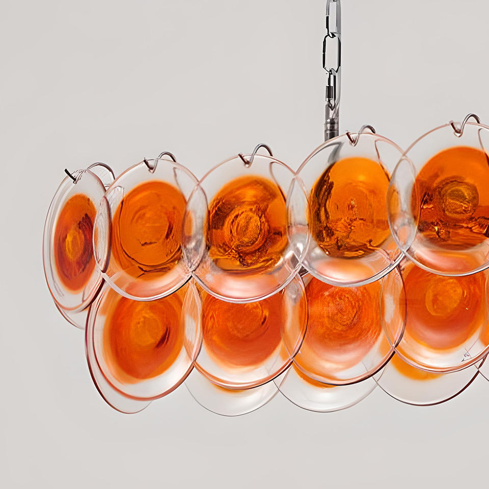 Modern Luxury Amber Glass Adjustable Height LED Chandelier Pendant ...