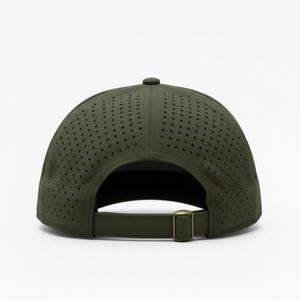 Casquette de baseball structurée à 5 panneaux en caoutchouc personnalisée OEM, imperméable, à séchage rapide, respirante, pour sports de plein air, avec fermeture à pression - Product Image 4