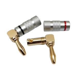 Prise banane plaquée or en cuivre à 90 degrés, coudé 4 mm sans soudure, connecteur de câble audio pour haut-parleur en forme de L, rouge et noir - Product Image 1