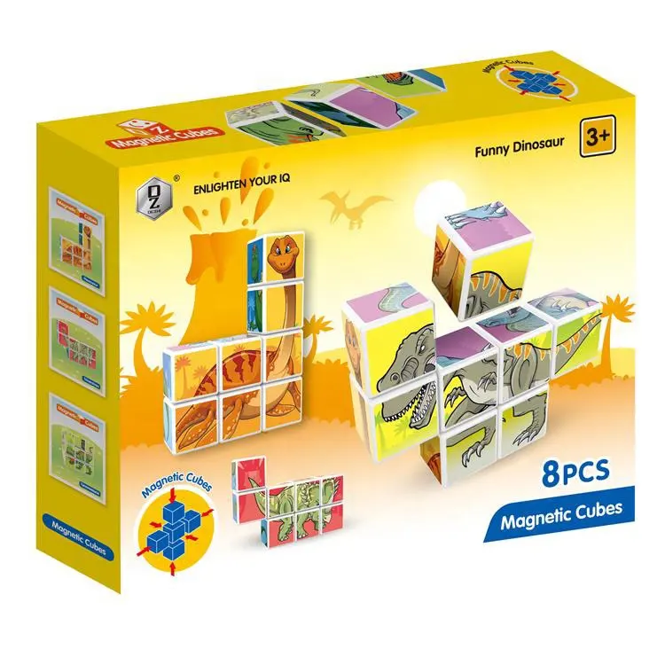 Mainan Kubus Bongkar Pasang Anak-anak, Mainan Puzzle Bangunan Besar Magnetis Blok Kubus Bongkar Pasang 8 Buah