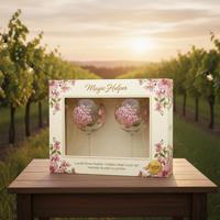 Ensemble de verres à vin peints à la main WS Magic Helper Classic Luxury, collection Vineyard Bloom, boîte cadeau 2 pièces pour anniversaire de mariage