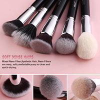 Beii B30 Ensemble professionnel de 30 pinceaux de maquillage avec manche en bois noir, ensemble de pinceaux de maquillage de luxe, poils de chèvre naturels, marque privée