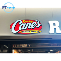 Enseigne lumineuse LED personnalisée en aluminium pour devanture de magasin, lettres en relief éclairées pour extérieur, boîte à lumière publicitaire pour restaurant et commerce