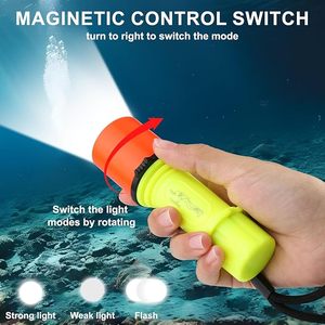 ไฟฉายดำน้ำ LED T6ใหม่พร้อมสวิตช์แม่เหล็ก IP68กันน้ำสำหรับการดำน้ำตอนกลางคืนไฟฉายดำน้ำดูปะการังถ้ำทะเลลึกไฟฉายดำน้ำ - Product Image 4