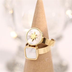 Custom Luxury Adjustable <b>Ring</b> Stainless Steel Shell Round <b>Rings</b> for Women - Product Image 2
