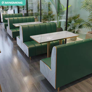 Conjunto de Mesa y Sillas de Sofá para Restaurante Comercial, Mesa Impermeable con Patrón de Mármol, Sofá con Asiento en Forma de U para Bistro y Cafetería - Product Image 3