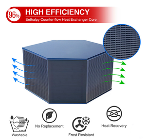 Système de ventilation d'air frais HRV, système de ventilation intelligent ERV <span class=keywords><strong>VMC</strong></span> à <span class=keywords><strong>double</strong></span> <span class=keywords><strong>flux</strong></span>, récupérateur, filtre HEPA, système de ventilation à récupération d'énergie, unité CVC - Product Image 3