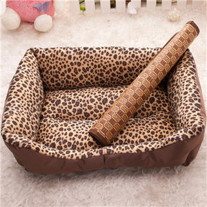เตียงนอนสัตว์เลี้ยงลายเสือดาวทรงสี่เหลี่ยม สำหรับสุนัขและแมว ใช้ได้ทุกฤดู - Product Image 2