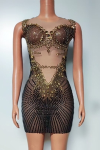 AD2492高品质新品珠饰连衣裙水钻水晶性感女装舞会礼服性感俱乐部派对 - Product Image 4