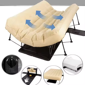 Lit de couchage pliable floqué avec cadre, <span class=keywords><strong>camping</strong></span> en plein air, voyage, matelas gonflable avec pompe - Product Image 6