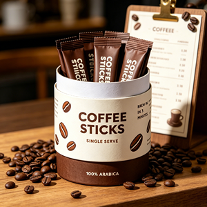 Tube en papier écologique, biodégradable et recyclable pour bâtonnets de café et grains de café |   Impression de logo personnalisé OEM - Product Image 1