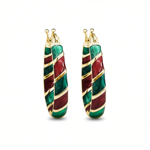 Orecchini Ovali Dorati E3368, Decorazioni Natalizie Dipinte da Appendere - Product Image 1