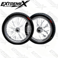 Juego de Ruedas Delanteras y Traseras Supermoto de 17 Pulgadas en Cromo Plateado para Motocicletas Eléctricas Talaria MX3 MX4