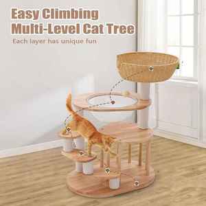 Tour à gratter en coton pour chat Meubles de maison Jouet pour chat Hamac pour animaux de compagnie avec poteau en sisal Cadre d'escalade Style arbre Planche à gratter pour chat - Product Image 3