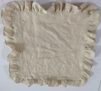 Serviettes de table en lin pur de haute qualité, à volants ou à bordure, couleur avoine, vente chaude populaire