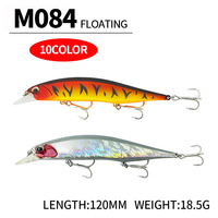 Leurre Artificiel Flottant Imprimé Grand Minnow 120mm/18.5g pour Pêche en Mer Longue Portée, Spécial Seiche Biomimétique M084