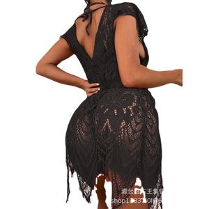 Abito lungo in pizzo da <span class=keywords><strong>donna</strong></span> abito da notte Sexy in rete da <span class=keywords><strong>donna</strong></span> abito estivo da spiaggia Lingerie Sexy - Product Image 4
