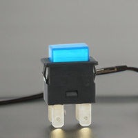 16A 250VAC T105 Tombol Tekan Persegi Kuningan Dua Kutub 1NO 4 Pin Solder OFF-ON Menunjukkan Lampu LED 12V Plastik Reset IP11