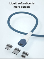 Kabel pengisi daya magnetik 360 derajat, kabel usb 3 in 1 pengisian daya 5V/2A 1M 2M kabel USB PVC untuk Android iphone