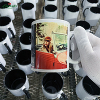Taza de Cerámica de 11 oz con Asa en Forma de Corazón, Bicolor, para Sublimación |   Vaso Recubierto en Blanco para Impresión Personalizada por Transferencia de Calor |   Taza para Regalo y Publicidad