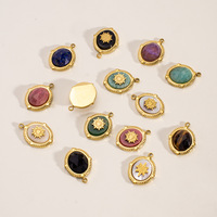 Pendentif DIY vintage français en acier inoxydable, pierre naturelle, acier titane, or de four, accessoires de bijoux inaltérables, vente en gros