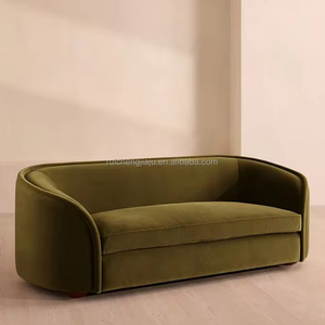 <span class=keywords><strong>Divano</strong></span> in Velluto Curvo Minimalista Italiano, 3 Posti, Verde Oliva Retrò, Direttamente dalla Fabbrica di Divani in Tessuto - Product Image 2