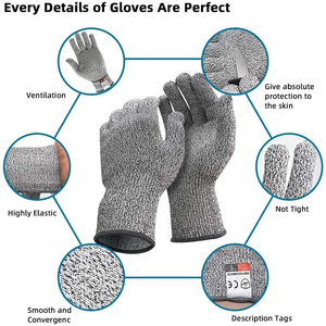 Gants anti-coupure en promotion GMG gris noir HPPE EN388 ANSI Niveau 5 de protection contre les coupures Gants de travail de sécurité résistants aux coupures - Product Image 5