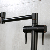 Robinet de cuisine Aquacubic Pot Filler en bronze huilé, pliable, à 2 poignées avec double articulation extensible