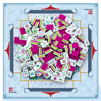 Mahjong Amerika dengan Alas 160PCS 32mm 4-Lapisan Melamin Hijau Terukir Ubin Mewah Portabel untuk Klub Sosial Profesional