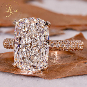 Nhẫn đính hôn kim cương nhân tạo Radiant, vàng 10K 14K 18K, chứng nhận IGI, kim cương nhân tạo VVS, kiểu dáng Pave Solitaire - Product Image 2