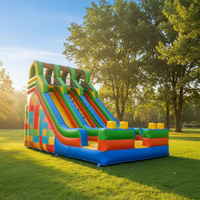 Location de fêtes pour enfants Toboggan à sec commercial Blocs gonflables à double voie pour enfants