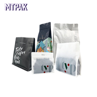 En stock, logo personnalisé imprimé Valve Zip Lock, emballage de café recyclable, pochette à fond plat, emballage de grains, sac de café