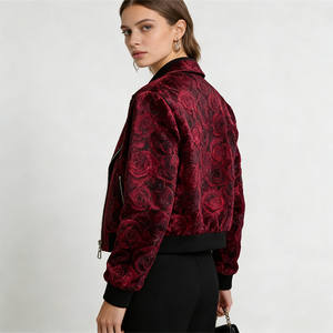 Tela Brocada con Diseño <span class=keywords><strong>Floral</strong></span>, Transpirable, para Tapicería, Entretela, Delgada, Suave, Color Rojo Rosa Mate, Venta al por Mayor de Fábrica China - Product Image 5