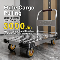 Chariot plat en acier industriel pour usage domestique et commercial - Chariot pliable portable