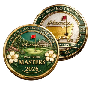 Pièce de monnaie commémorative Augusta Masters de Golf, artisanat métallique, ornement carte du parcours, souvenir pour les fans de golf, médaille ronde portable - Product Image 4