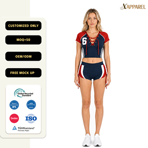 Conjunto Deportivo de Top Corto y Pantalones Cortos con Cordones, Marca Privada, Fabricante OEM ODM, Logotipo Personalizado A&J, OEKO-TEX GRS para Mujer - Product Image 1