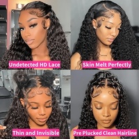 Perruques Lace Front Ondulées Effet Mouillé Densité 180 Cheveux Humains Brésiliens Bouclés Profonds Perruques Frontales HD 13x6 Pré-Pluckées avec Baby Hair