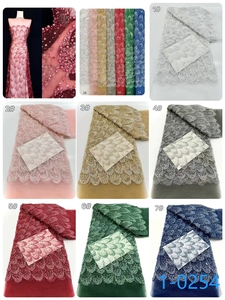 Dày Trắng Ren Sequins Thêu 3D Đính Cườm Vải Tuyn Hoa Thêu Vải Lưới Bán Buôn <span class=keywords><strong>Sequin</strong></span> Ren Vải - Product Image 6