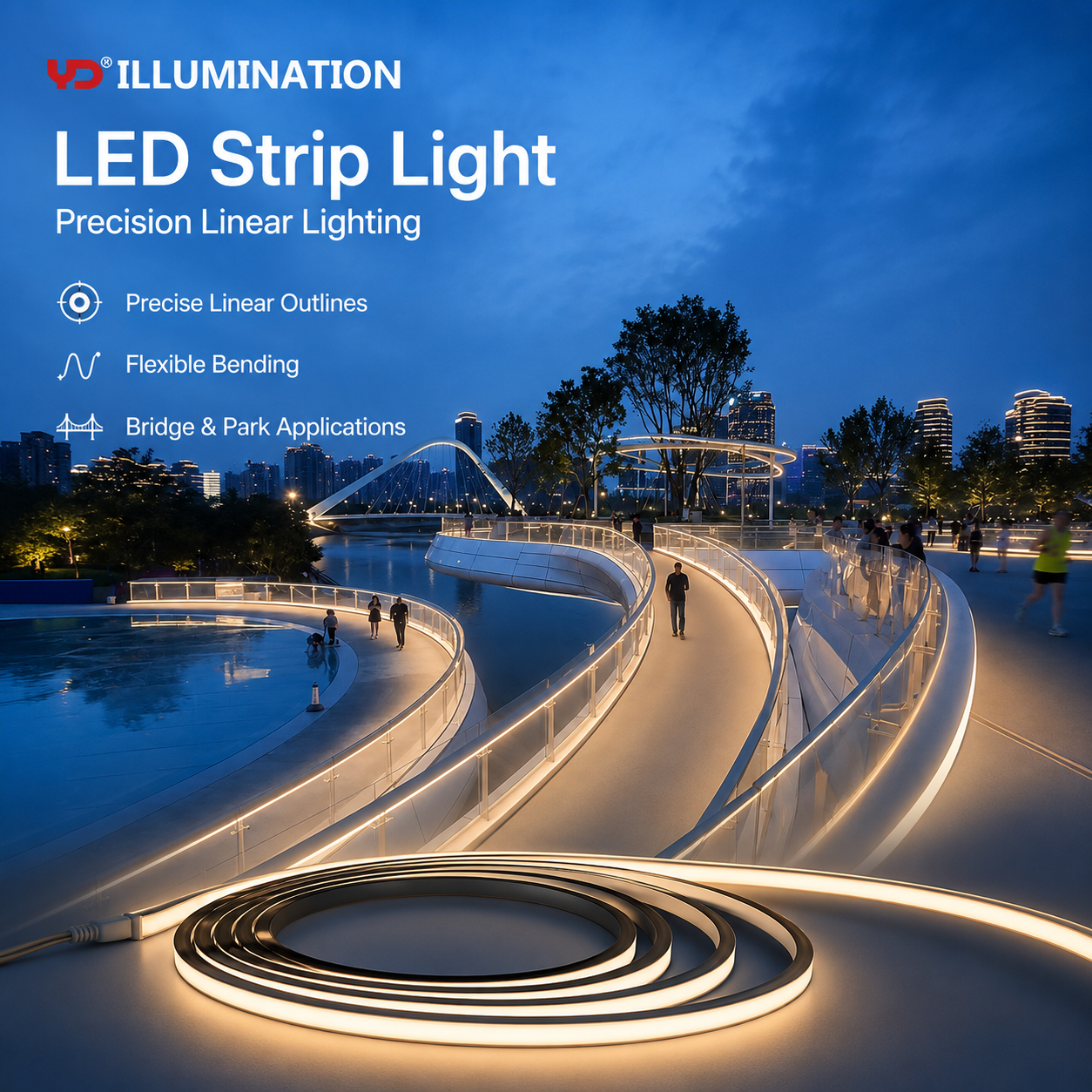 Outdoor IP68 Bronze LED Tape Light with Multi-Color Temperature for Building Outline Lighting