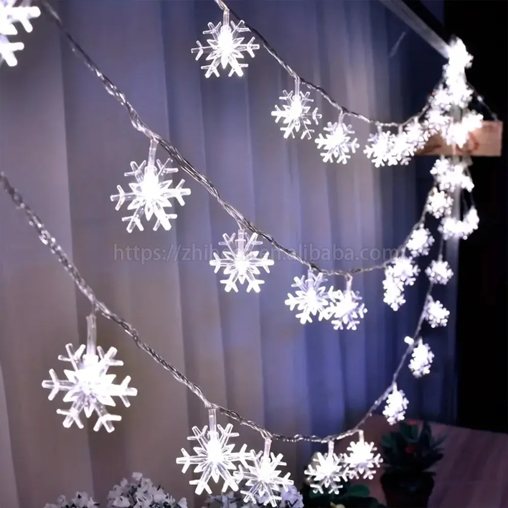 New IP44 Waterproof Snowflake Light Acrylic LED Decorative Battery Operated String Light for Christmas Ornament Decoration