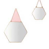 Miroir hexagonal en laiton doré de forme géométrique minimaliste nordique Miroir de console de salle de bain Miroir de maquillage