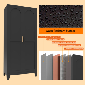 Armoires de rangement modernes en métal noir avec étagères réglables pour chambre, salon, cuisine, meubles de maison - Product Image 5