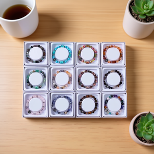 Bracciale in Acciaio Inossidabile 8mm con Perforazioni e Pietre Naturali, Braccialetti alla Moda con Perline - Product Image 3